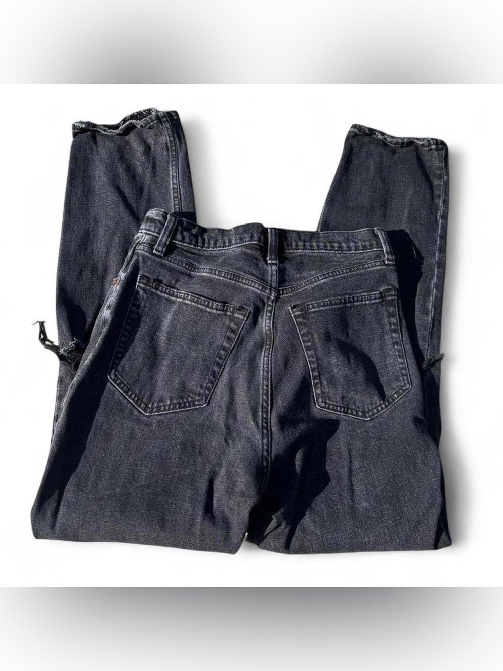 Abercrombie & Fitch Black Washed High-Rise Ankle Straight Jeans